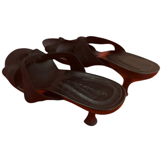 VTG Donald J. Pliner Black Double Nylon Stretch Knot Strap Kitten Heel Sandal - Picture 2 of 16